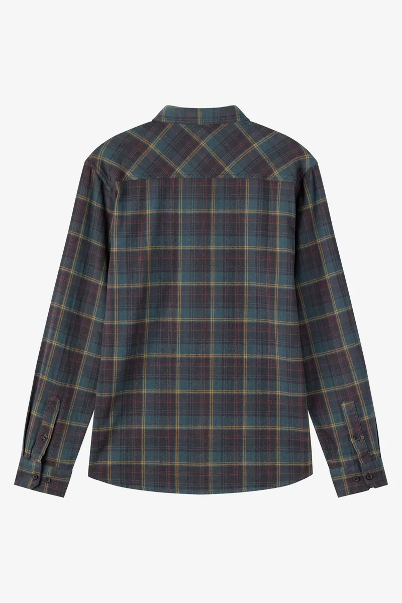 O'Neill Clothing Redmond Plaid Flannel Long Sleeve Shirt in Dark Slate-4