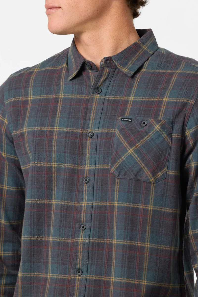 O'Neill Clothing Redmond Plaid Flannel Long Sleeve Shirt in Dark Slate-5