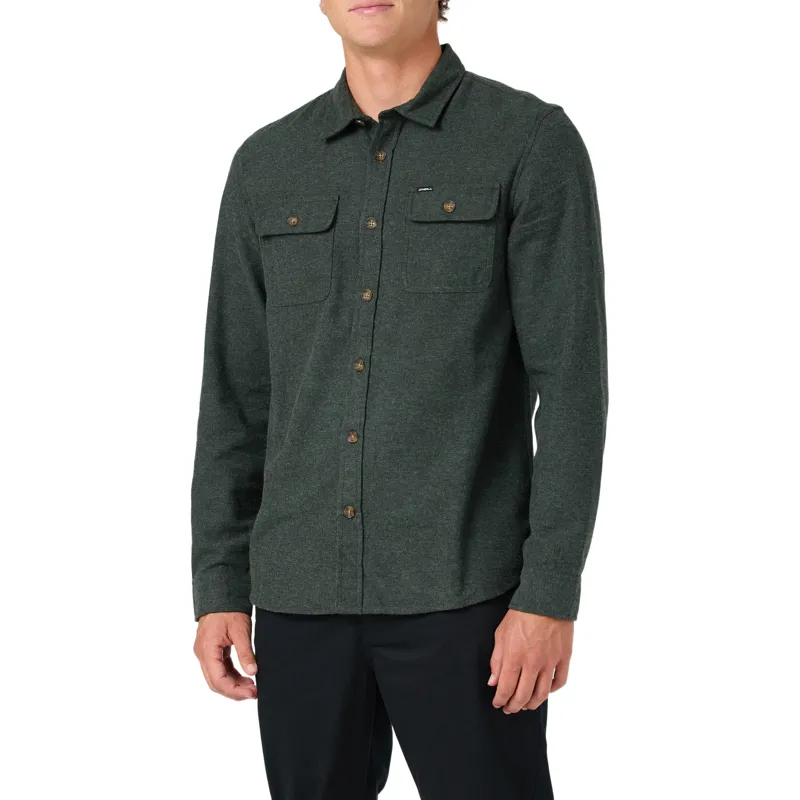 O'Neill Regent Flannel Long Sleeve Shirt in Hunter Green-3