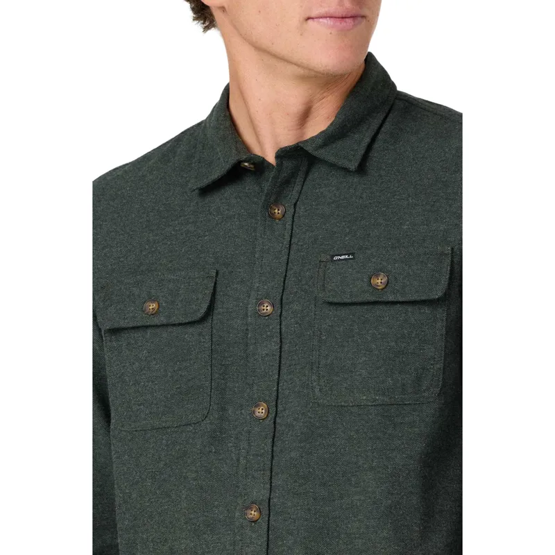 O'Neill Regent Flannel Long Sleeve Shirt in Hunter Green-5