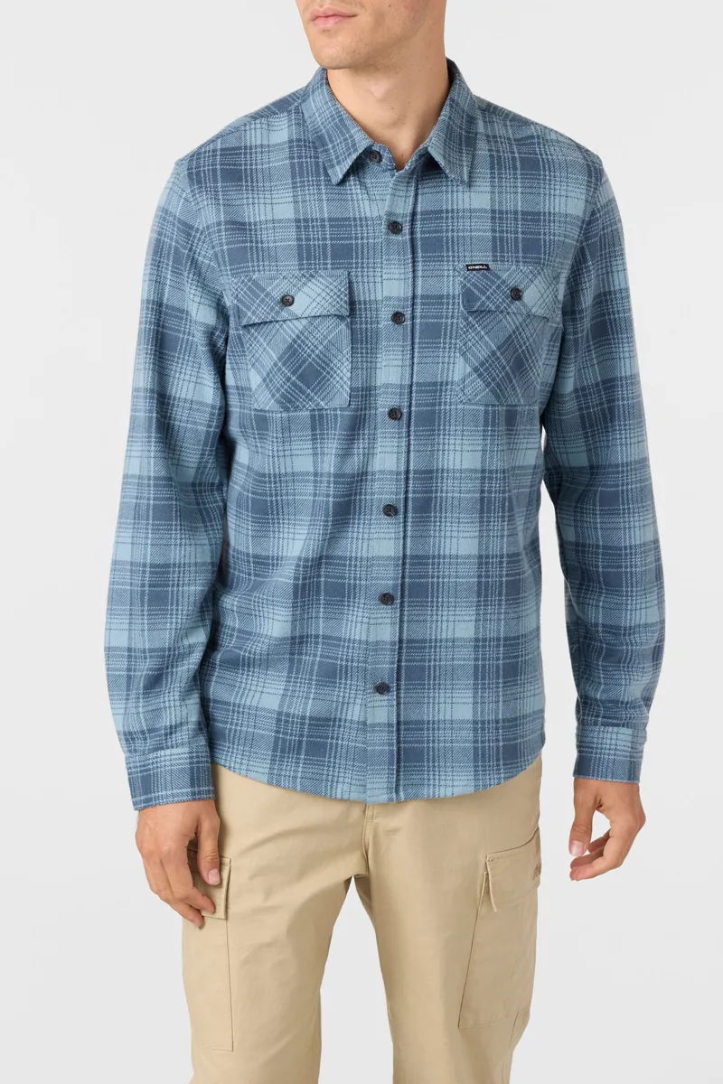 O'Neill Clothing Sutton Knit Plaid Shirt in Citadel-1