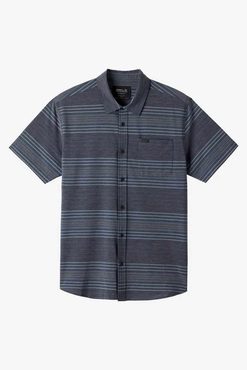 O'Neill Clothing TRVLR UPF Traverse Stripe Short Sleeve Shirt in Black