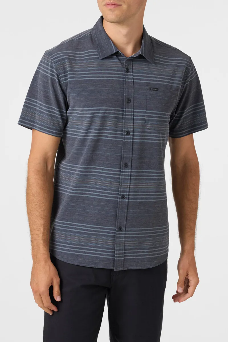 O'Neill Clothing TRVLR UPF Traverse Stripe Short Sleeve Shirt in Black-2