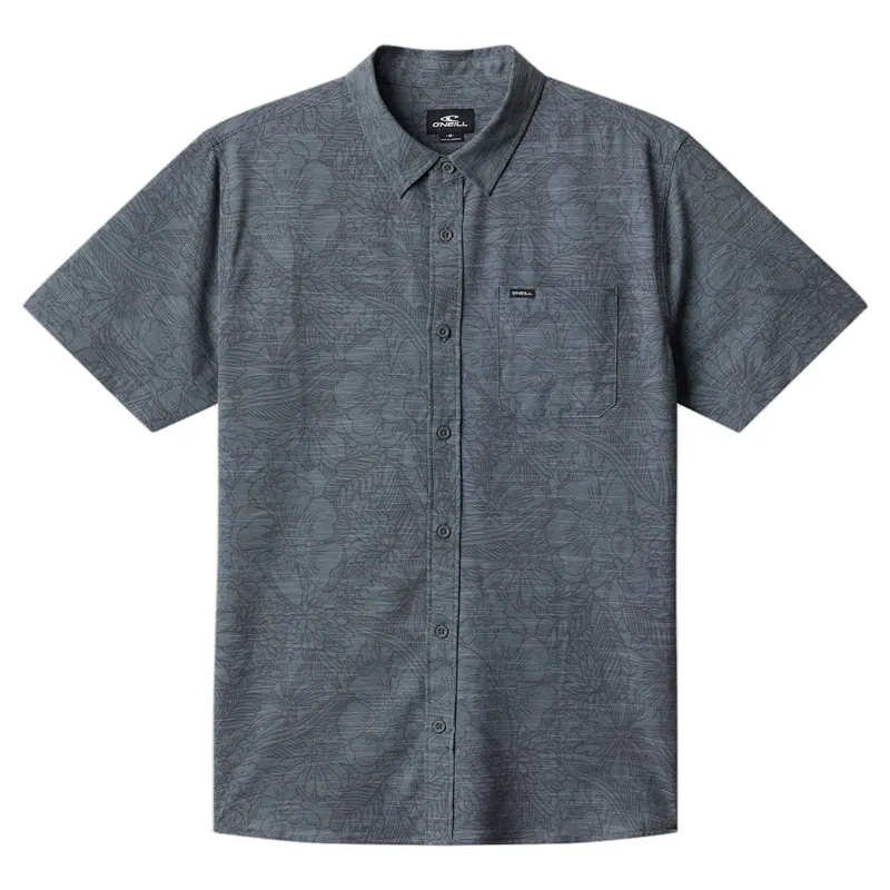 O'Neill Clothing UPF Slub Standard SS Woven Shirt in Dark Shadow