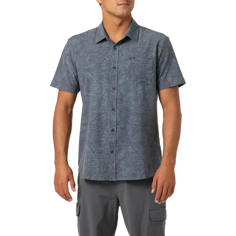 O'Neill Clothing UPF Slub Standard SS Woven Shirt in Dark Shadow-1