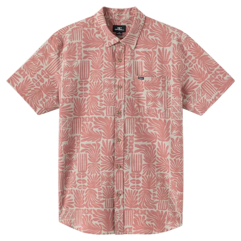 O'Neill Clothing UPF Slub Standard SS Woven Shirt in Khaki