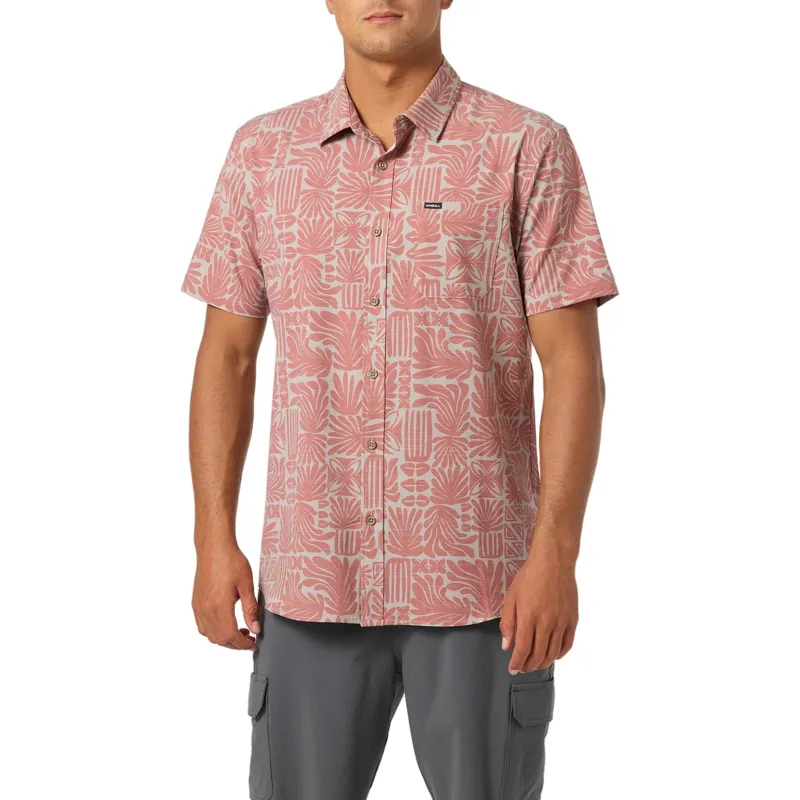 O'Neill Clothing UPF Slub Standard SS Woven Shirt in Khaki-1
