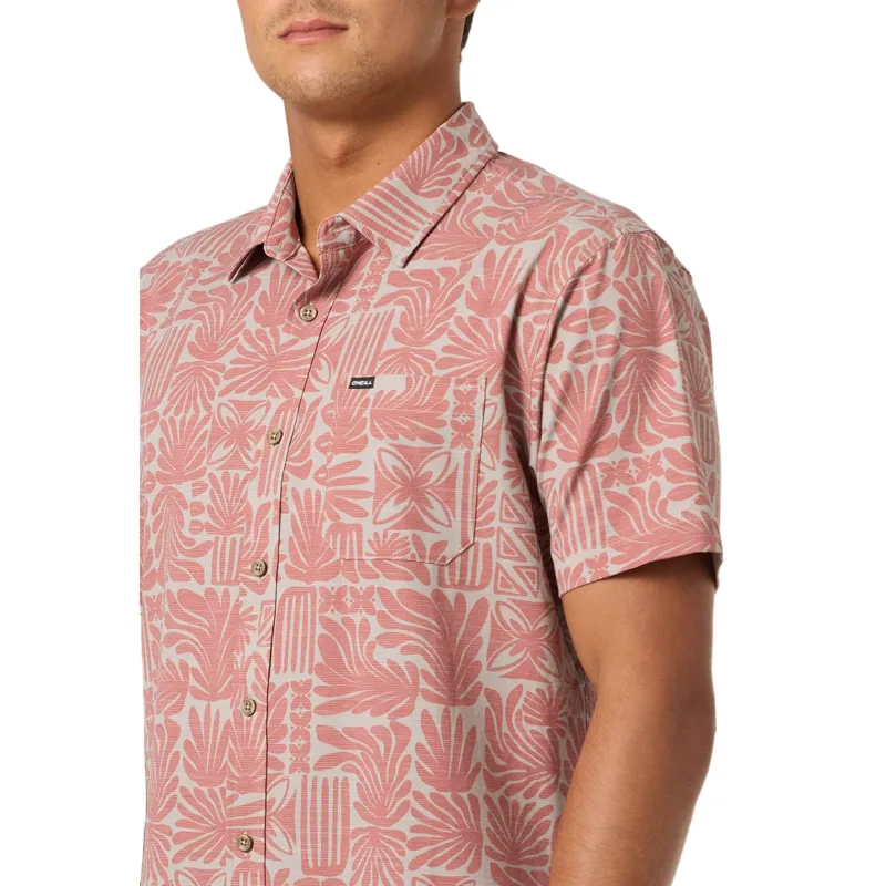 O'Neill Clothing UPF Slub Standard SS Woven Shirt in Khaki-3