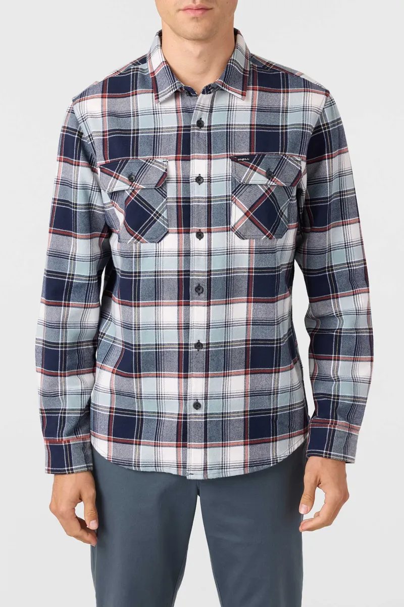 O'Neill Clothing Winslow Plaid Flannel Shirt in Navy-1