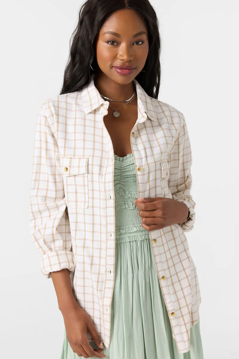 O'Neill Clothing Women's Brooks Flannel Top in Winter White
