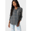 O'Neill Clothing Women's Logan Flannel Long Sleeve Top in Slate