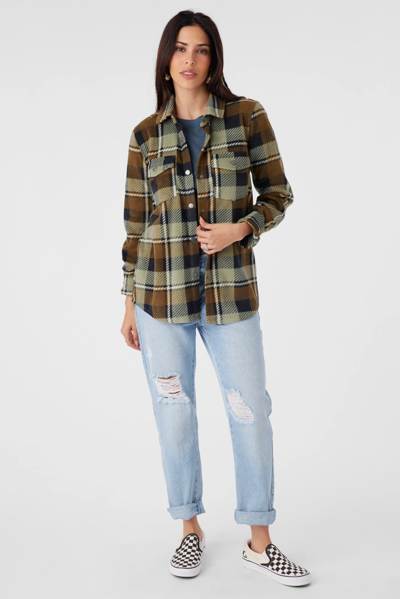 O'Neill Clothing Women's Zuma Super Fleece Flannel in Lint