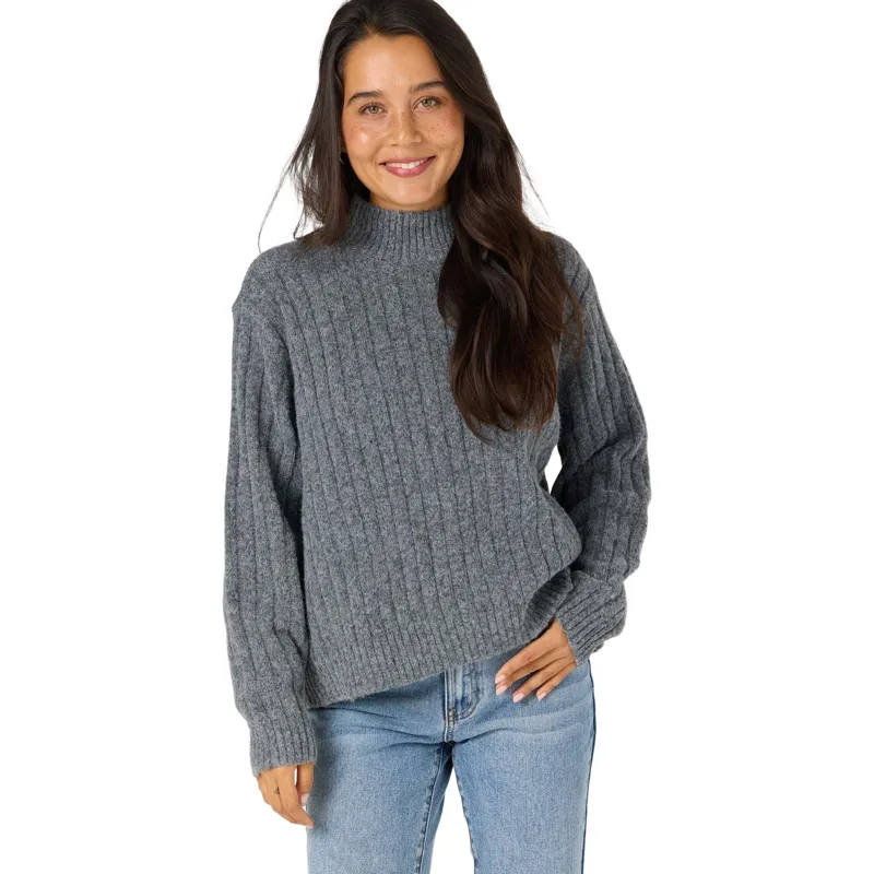 O'Neill Women's Cypress Mockneck Sweater in Charcoal-2