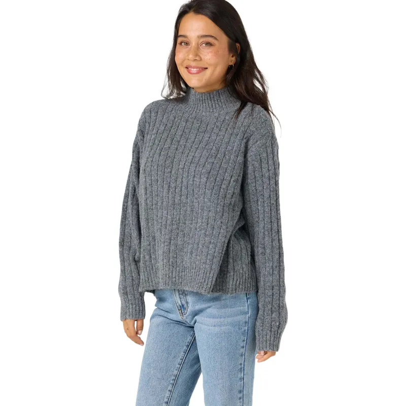 O'Neill Women's Cypress Mockneck Sweater in Charcoal-3
