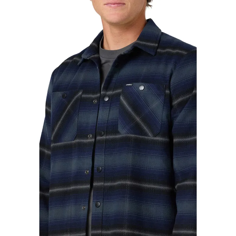 O'Neill Glacier Yarn Dye Flannel Long Sleeve Shirt in Dark Slate-4