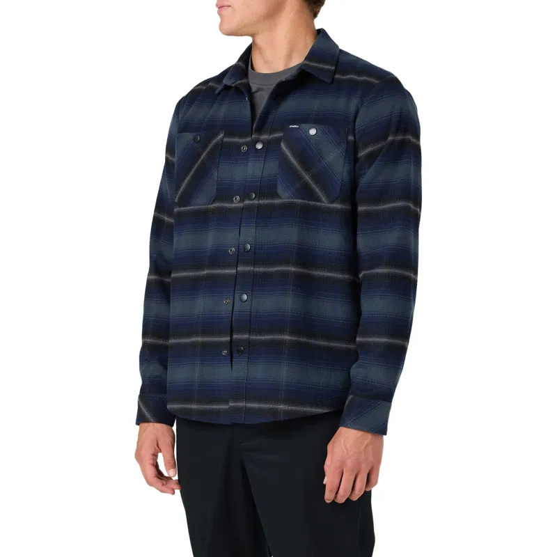 O'Neill Glacier Yarn Dye Flannel Long Sleeve Shirt in Dark Slate-2