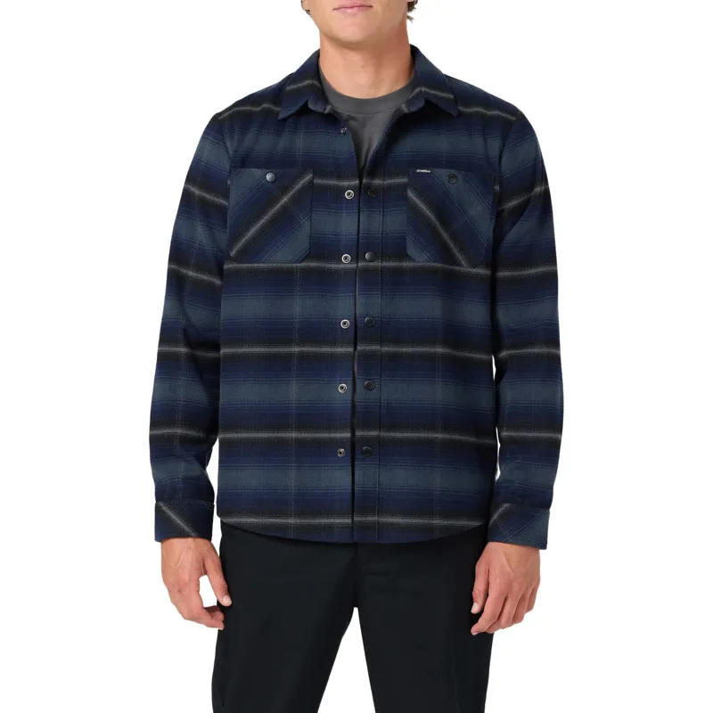 O'Neill Glacier Yarn Dye Flannel Long Sleeve Shirt in Dark Slate-1