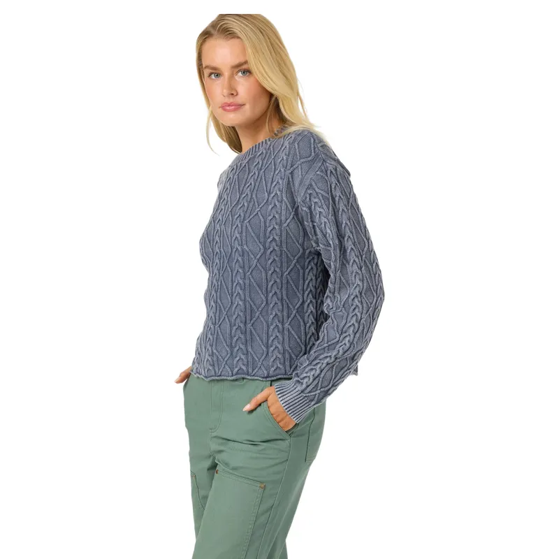 O'Neill Women's O'Riginals Misha Cable Knit Sweater Nightshadow Blue-3