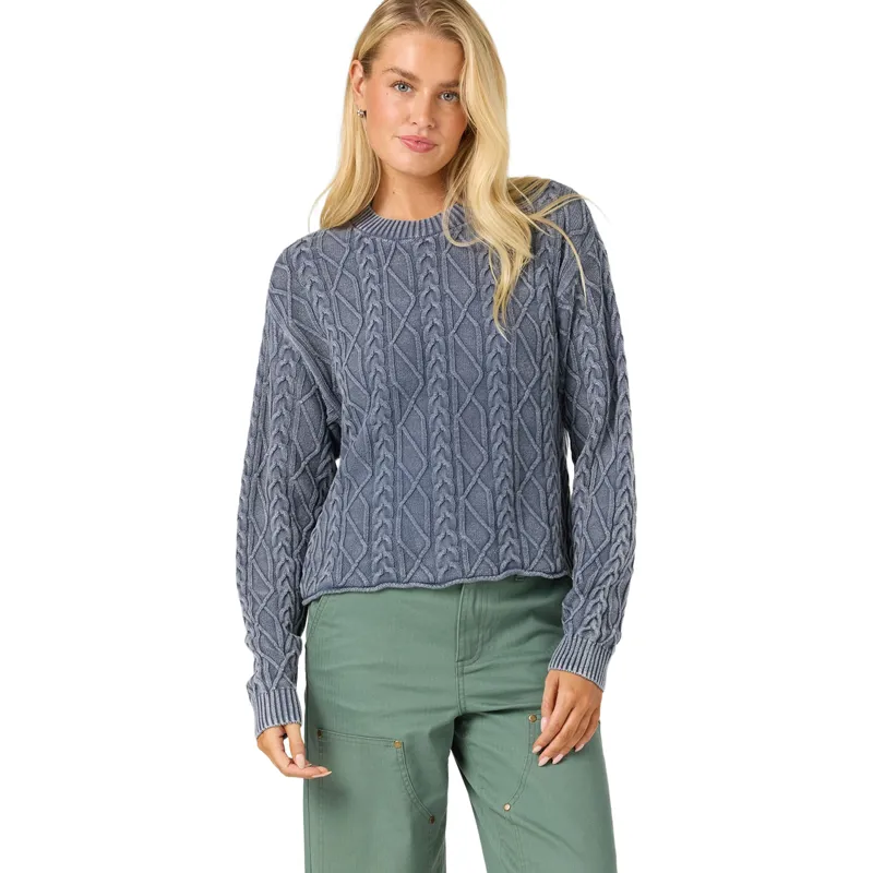 O'Neill Women's O'Riginals Misha Cable Knit Sweater Nightshadow Blue-2