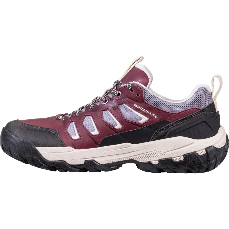 Oboz Women's Sawtooth X Pro Low GTX Hiking Shoes in Berry-2