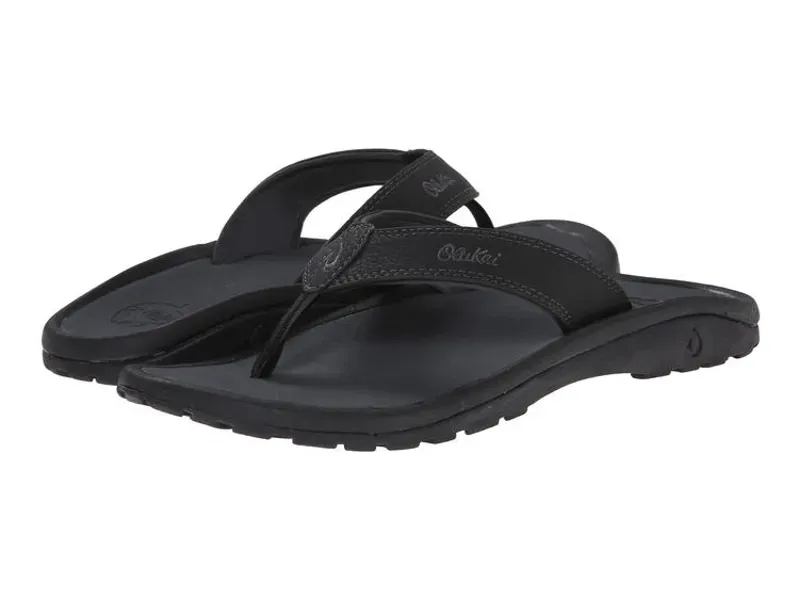 Olukai Ohana in Black and Dark Shadow