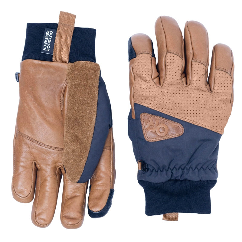 Outdoor Research Snowcrew Leather Gloves in Dark Natural/Black