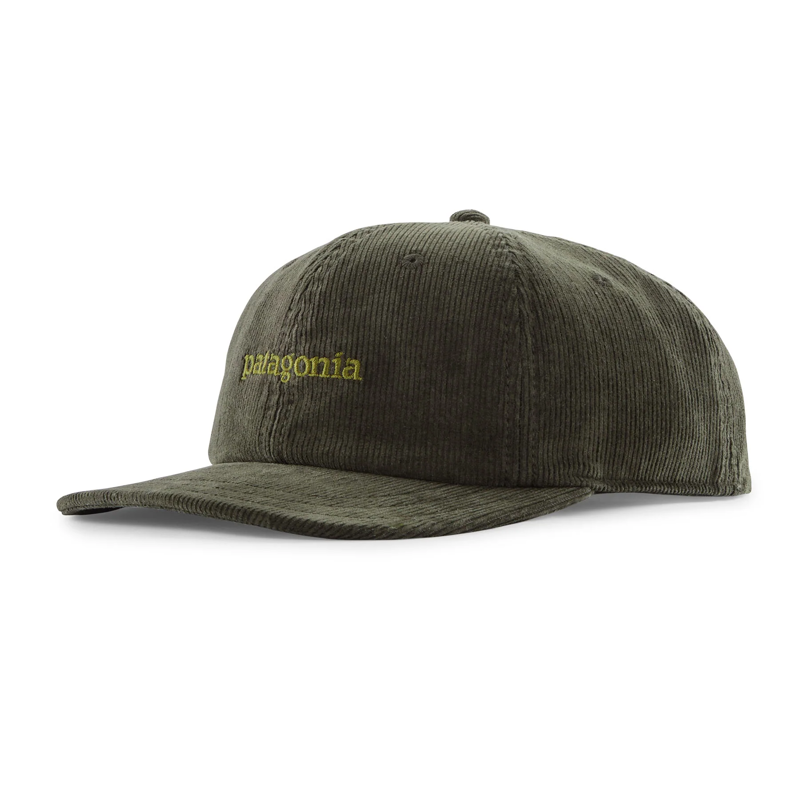 Patagonia Corduroy Cap Text Logo in Old Growth Green