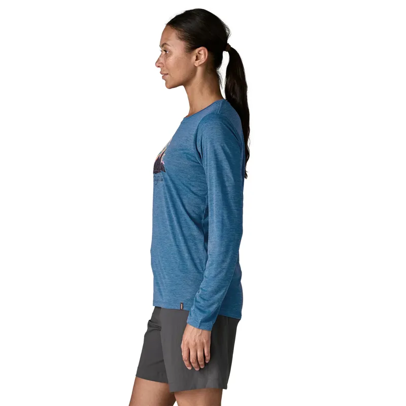 Patagonia Women's LS Capilene Cool Shirt Fitz Roy Nimbus Aquatic Blue-3