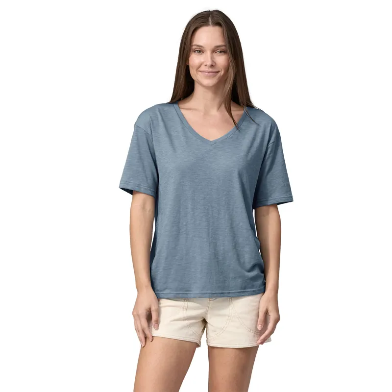 Patagonia Women's Short Sleeve Mainstay Top in Light Plume Grey-1