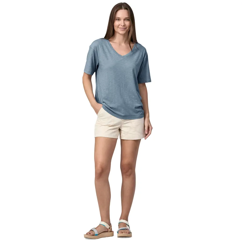 Patagonia Women's Short Sleeve Mainstay Top in Light Plume Grey-3