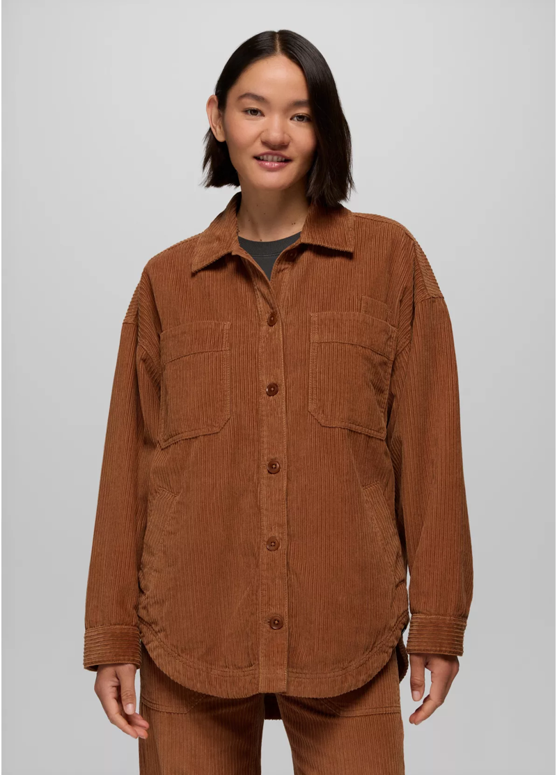 Prana Women's Annie's Canyon Cord Shacket in Tawny-1