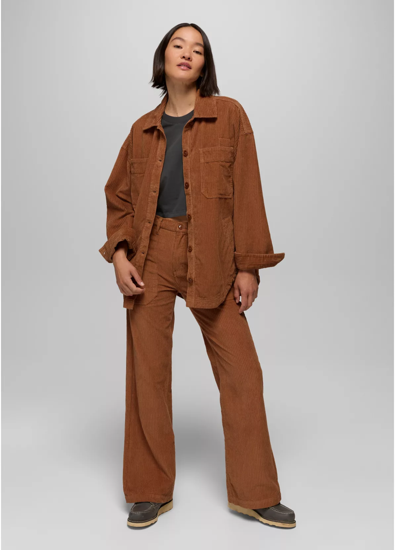 Prana Women's Annie's Canyon Cord Shacket in Tawny-4