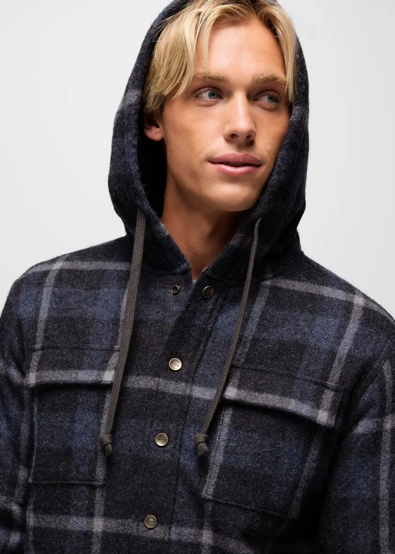 Prana Asgard Hooded Flannel Shirt in Stormy Night-3