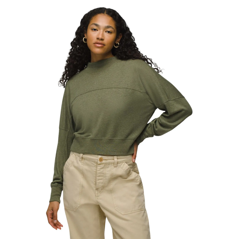 Prana Cozy Up Mock Neck Women's in Rye Green