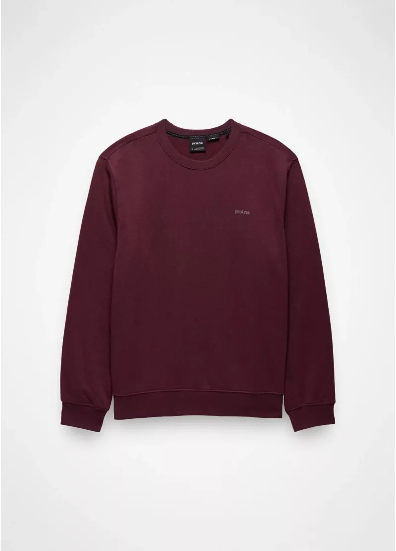 Prana Fleece Crew Sweatshirt in Deep Vino