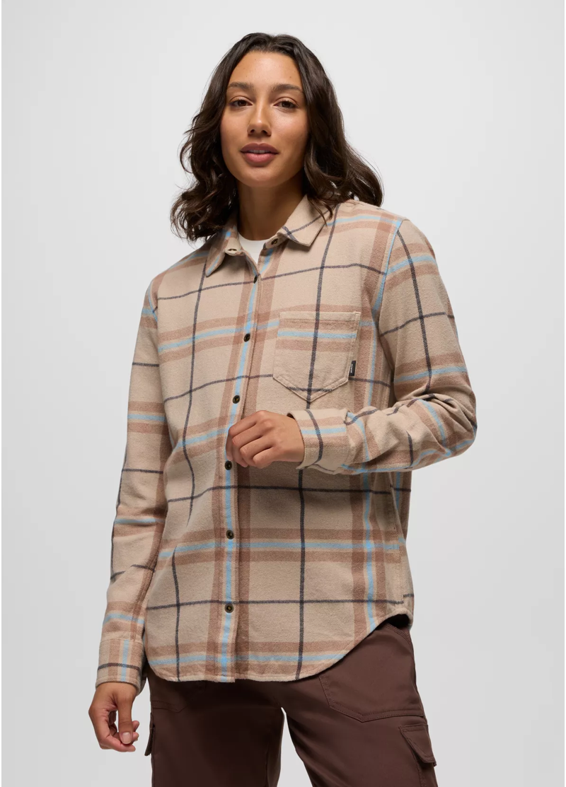 Prana Women's Golden Canyon Flannel Shirt in Almond-1