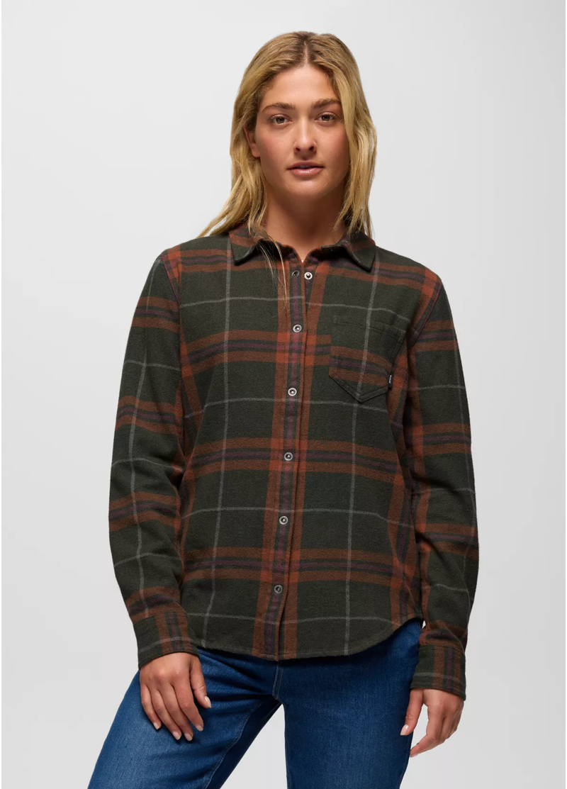 Prana Women's Golden Canyon Flannel Shirt in Nori-1