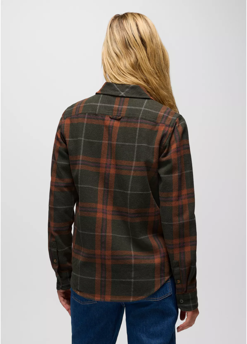 Prana Women's Golden Canyon Flannel Shirt in Nori-2