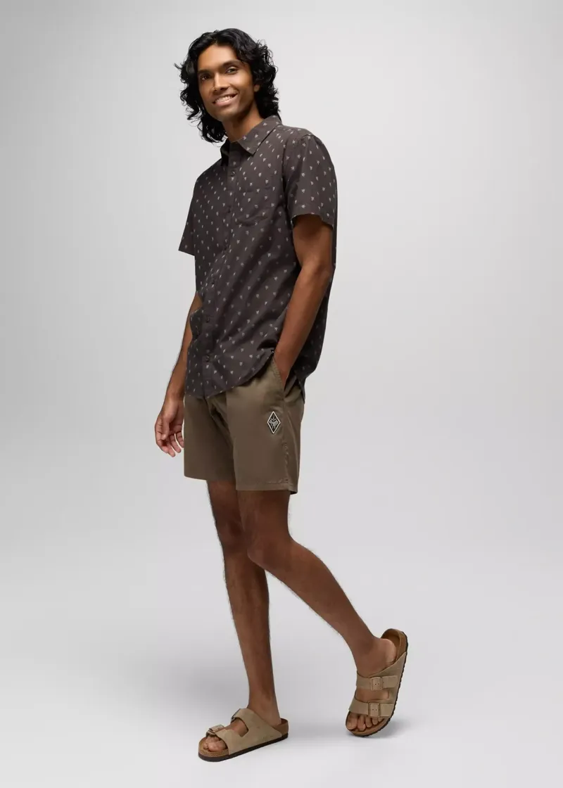 Prana Metador Short Sleeve Shirt in Basalt Palm Trees-4