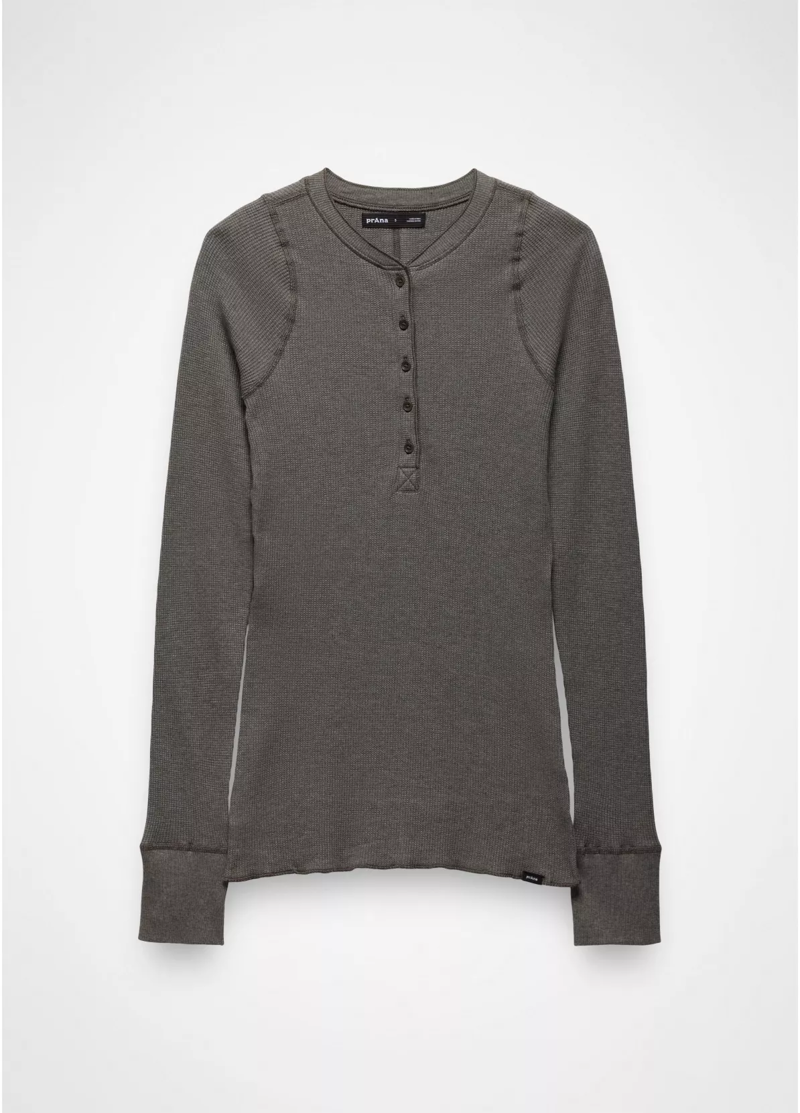 Prana Women's Touchstone Henley in Thyme Heather-2