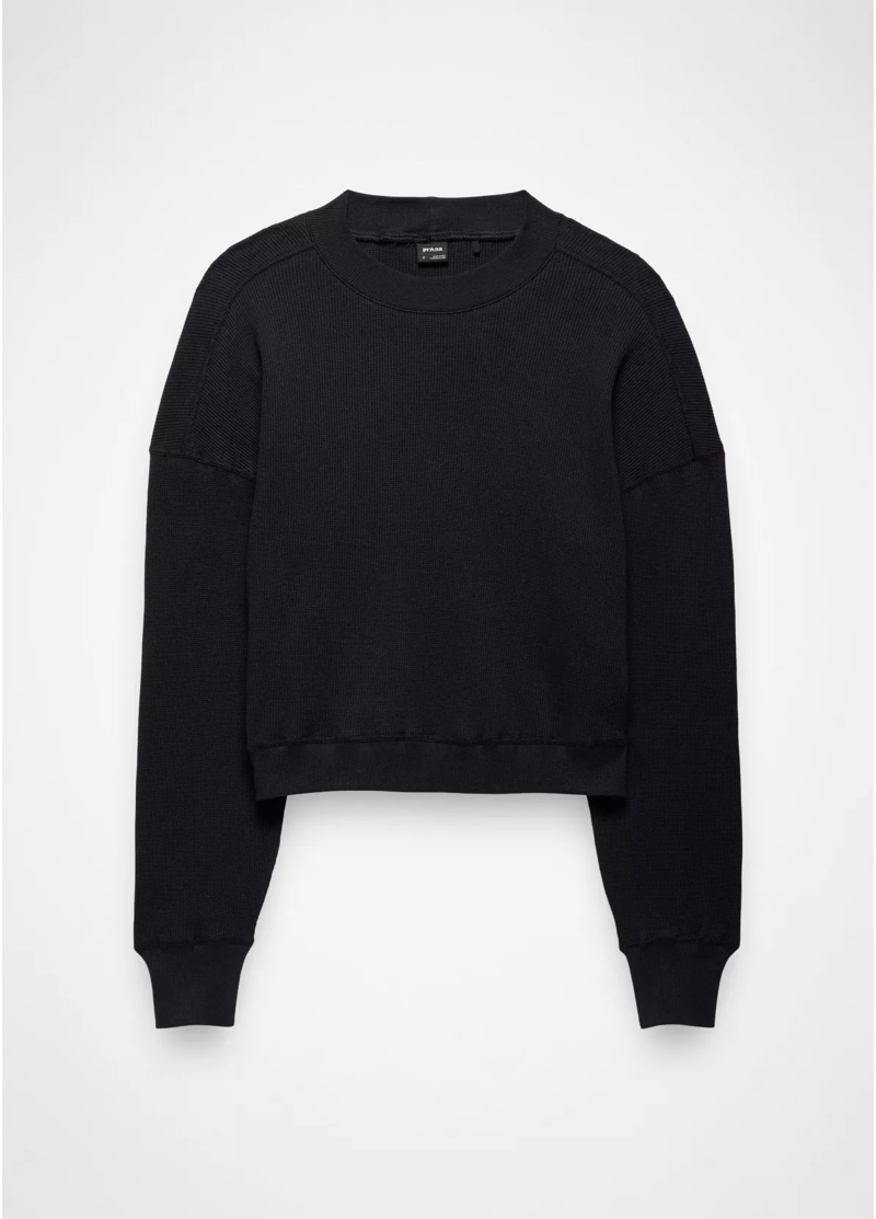 Prana Women's Touchstone Long Sleeve Crew in Black Heather-1