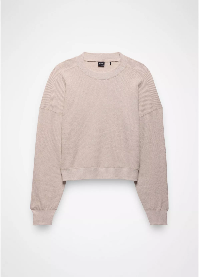 Prana Women's Touchstone Long Sleeve Crew in Oatmeal Heather-1