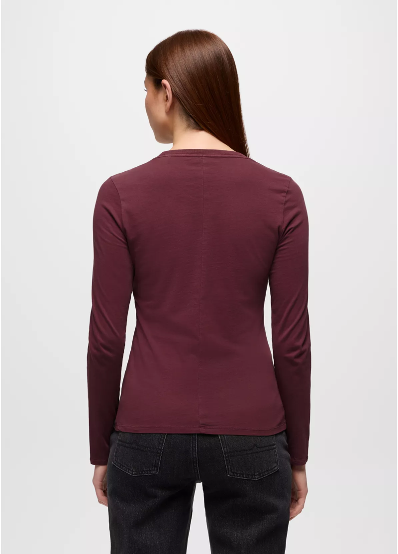 Prana Women's Everyday Long Sleeve Tee in Deep Vino-1