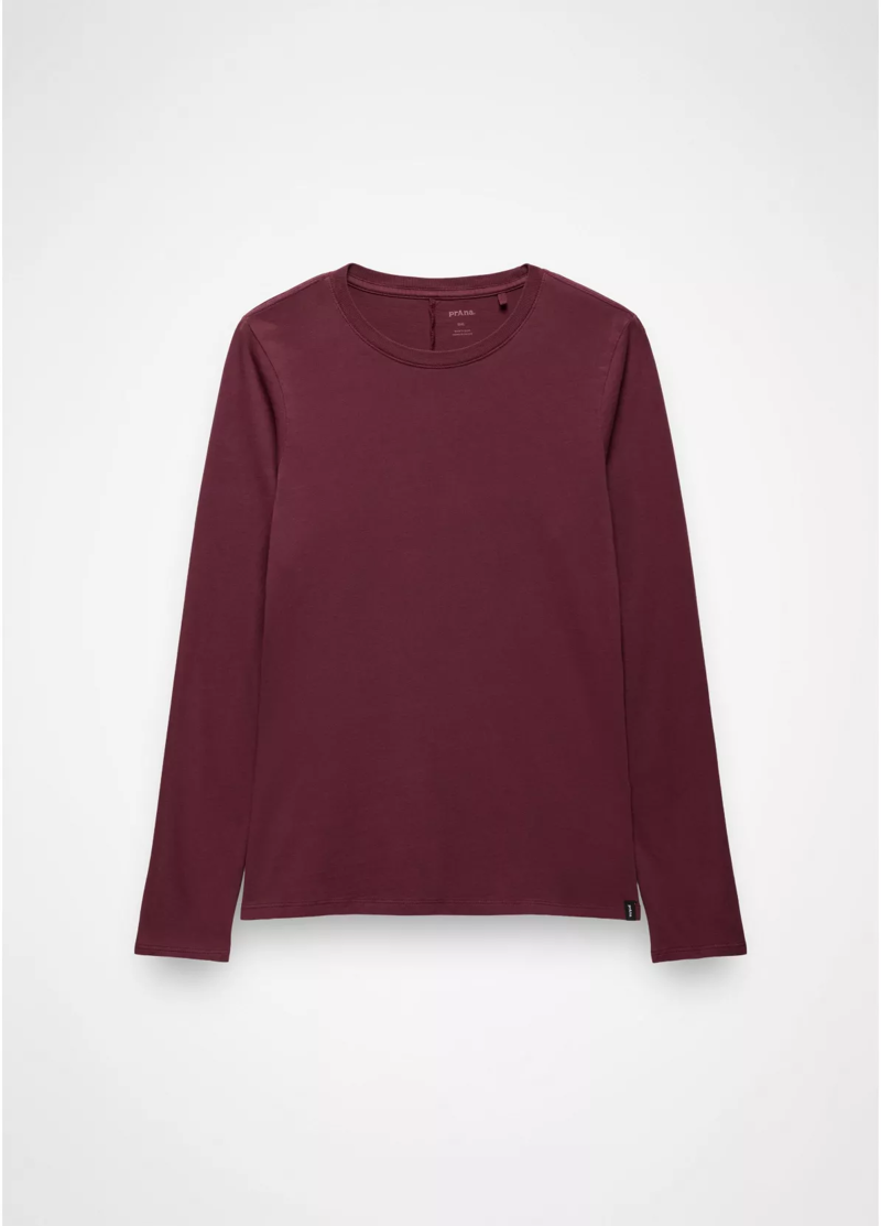 Prana Women's Everyday Long Sleeve Tee in Deep Vino-2