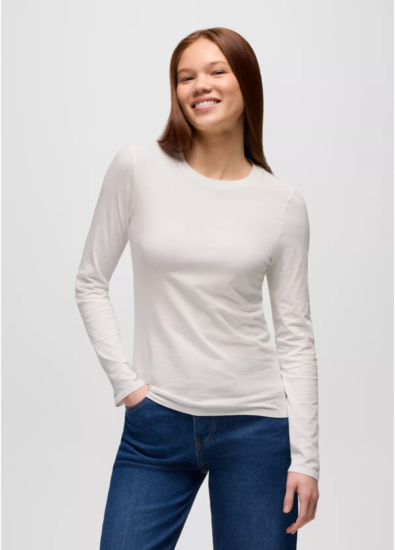 Prana Women's Everyday Long Sleeve Tee in Soft White