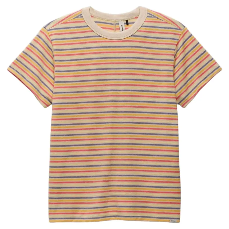 Prana Women's Cozy Up Short Sleeve Crew in Vanilla Bean Stripe-3