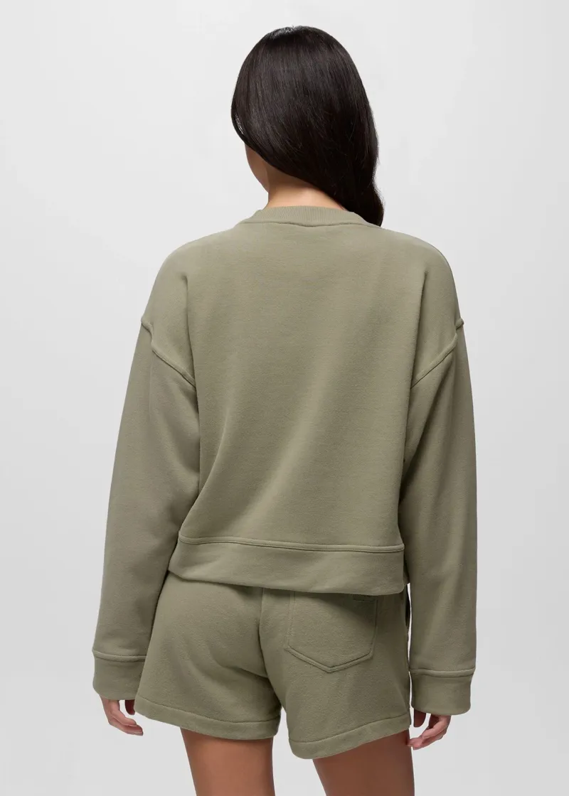 Prana Women's DreamTerry Crew Sweatshirt in Sage-2