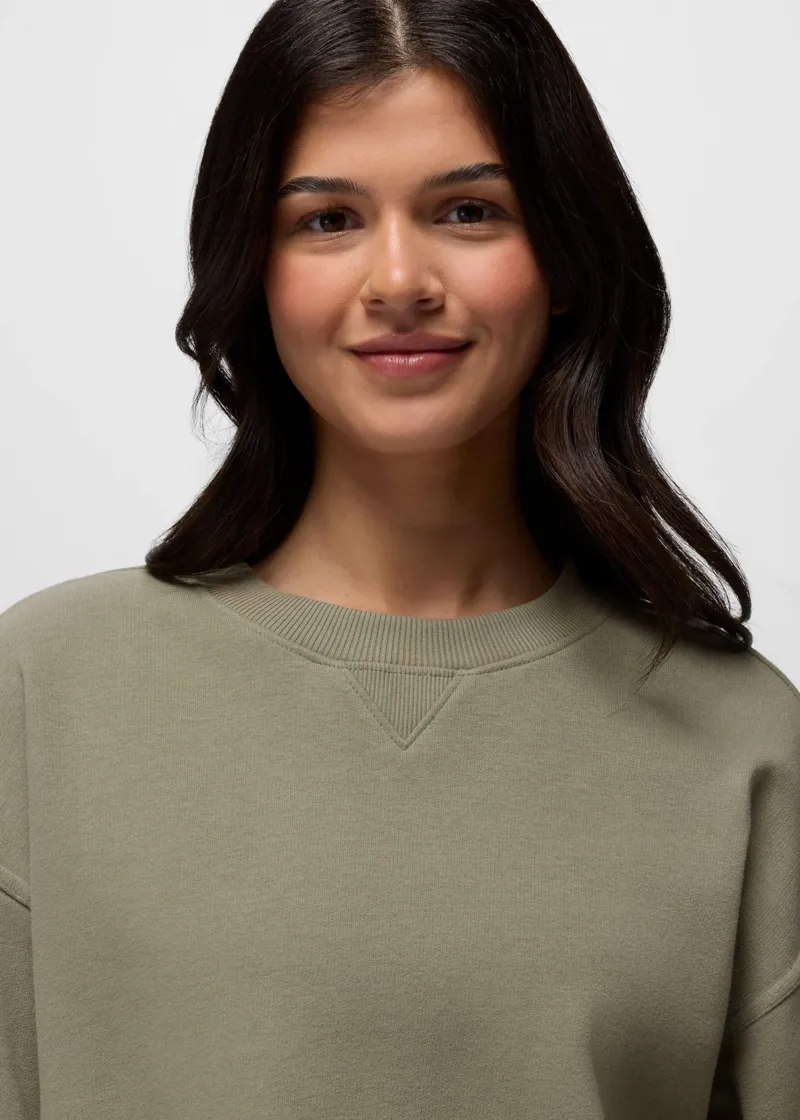 Prana Women's DreamTerry Crew Sweatshirt in Sage-3