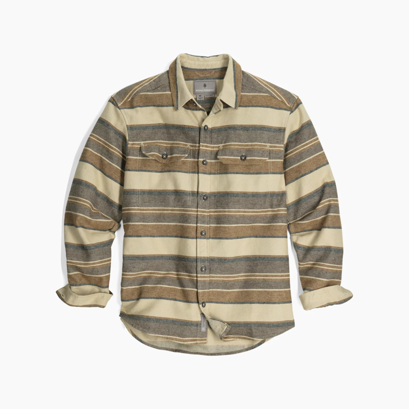 Royal Robbins Clouds Rest Hemp Shirt in Bistre Pacific Crest Stripe