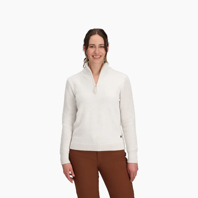Royal Robbins Women's Westlands 1/4 Zip Top in Chalk Heather-3